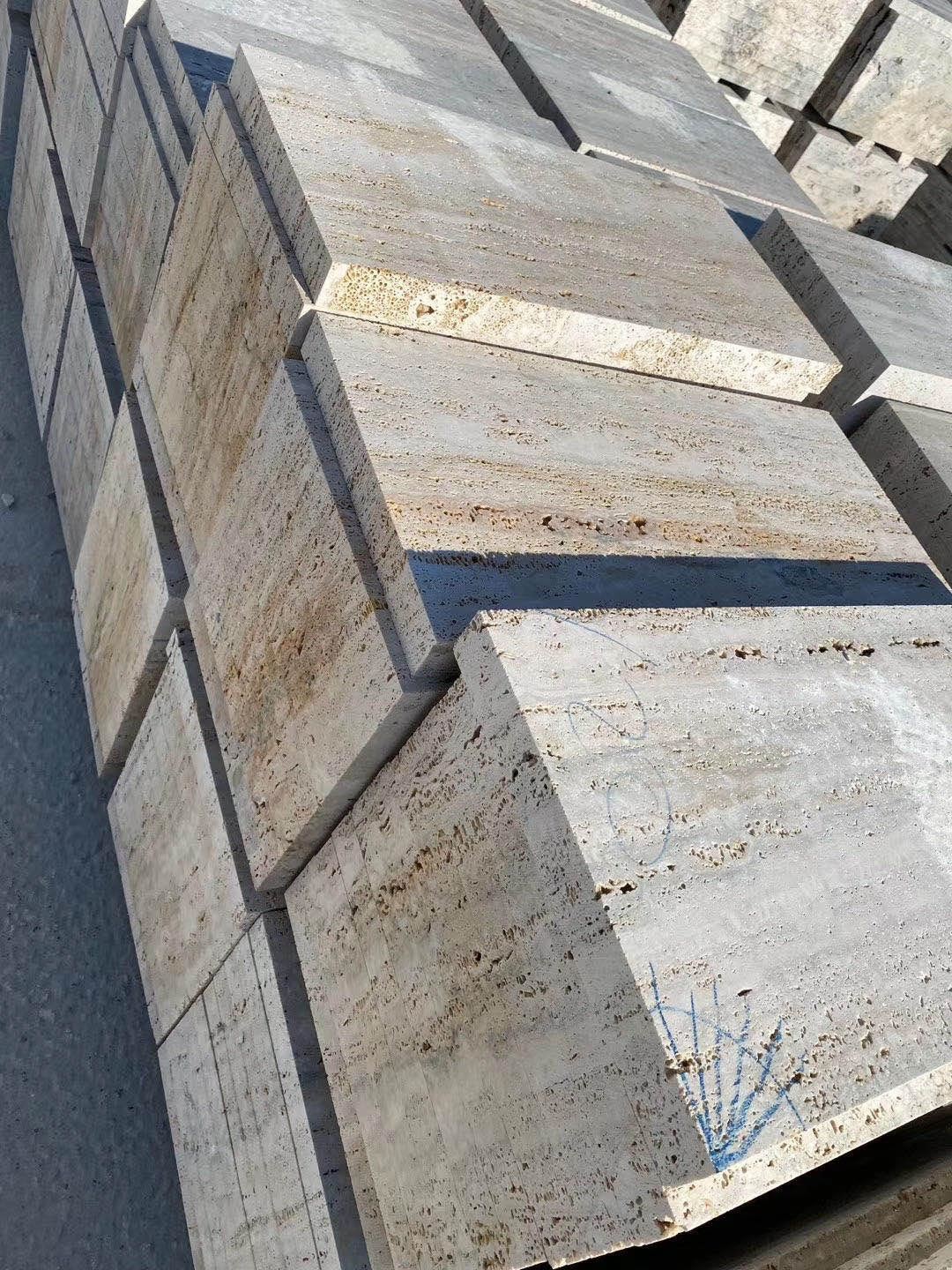Silver travertine blocks