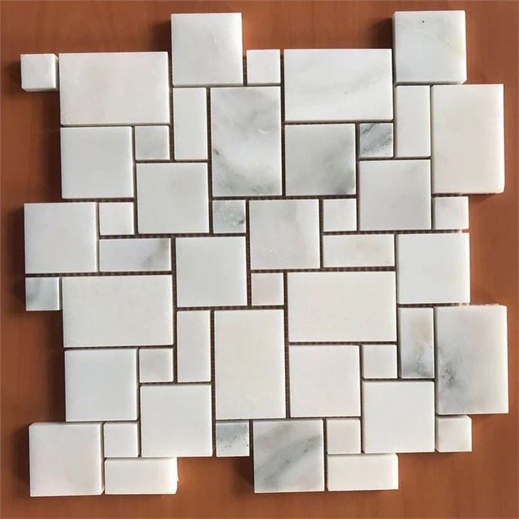 bianco dolomite marble pinwheel mosaic wall & floor tile