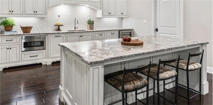 Ashen White Granite Kitchen Island